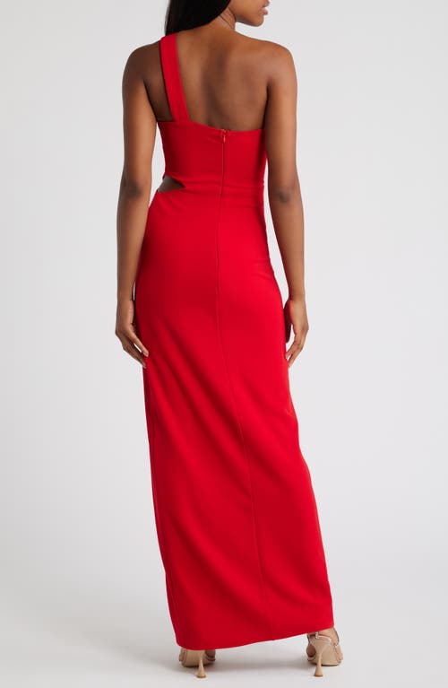 Lulus Idyllic Impression Red One-shoulder Cutout Maxi Dress In Red