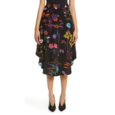 Stella Mccartney Jacey Floral Print Silk Midi Skirt, 8 IT - Black