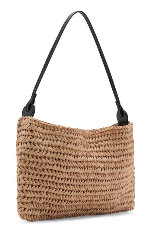 Shop Mango Woven Shoulder Bag In Beige