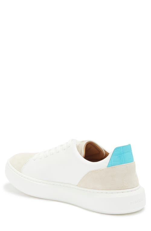 Shop Buscemi Uno Croc Embossed Sneaker In White/blue
