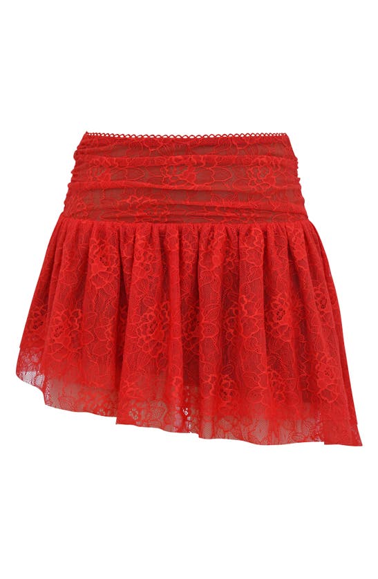 Mistress Rocks Mid Rise Tiered Miniskirt In Red Rose