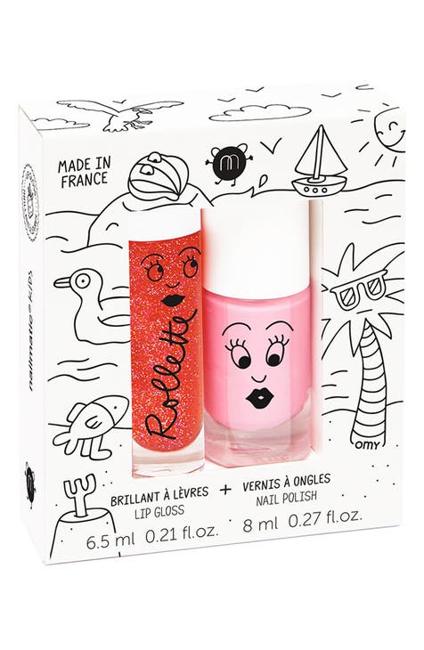 Kids' Nail Polish & Rollette Lip Gloss Set