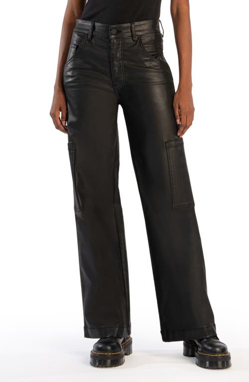 Shop Kut From The Kloth Jodi Coated High Waist Wide Leg Jeans In Black