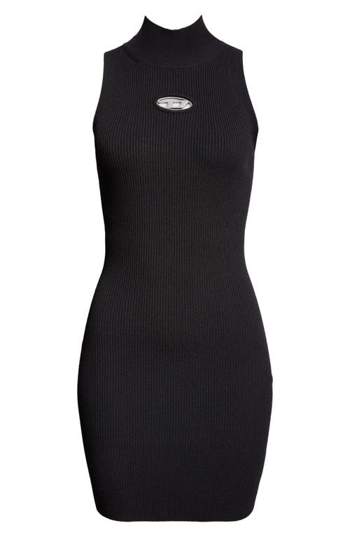 Diesel ® M-onervax Rib Body-con Mock Neck Minidress In Deep/black