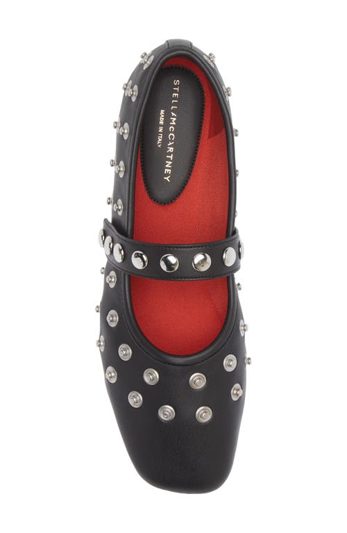 Shop Stella Mccartney Ryder Snap Studded Mary Jane Ballet Flat In Black