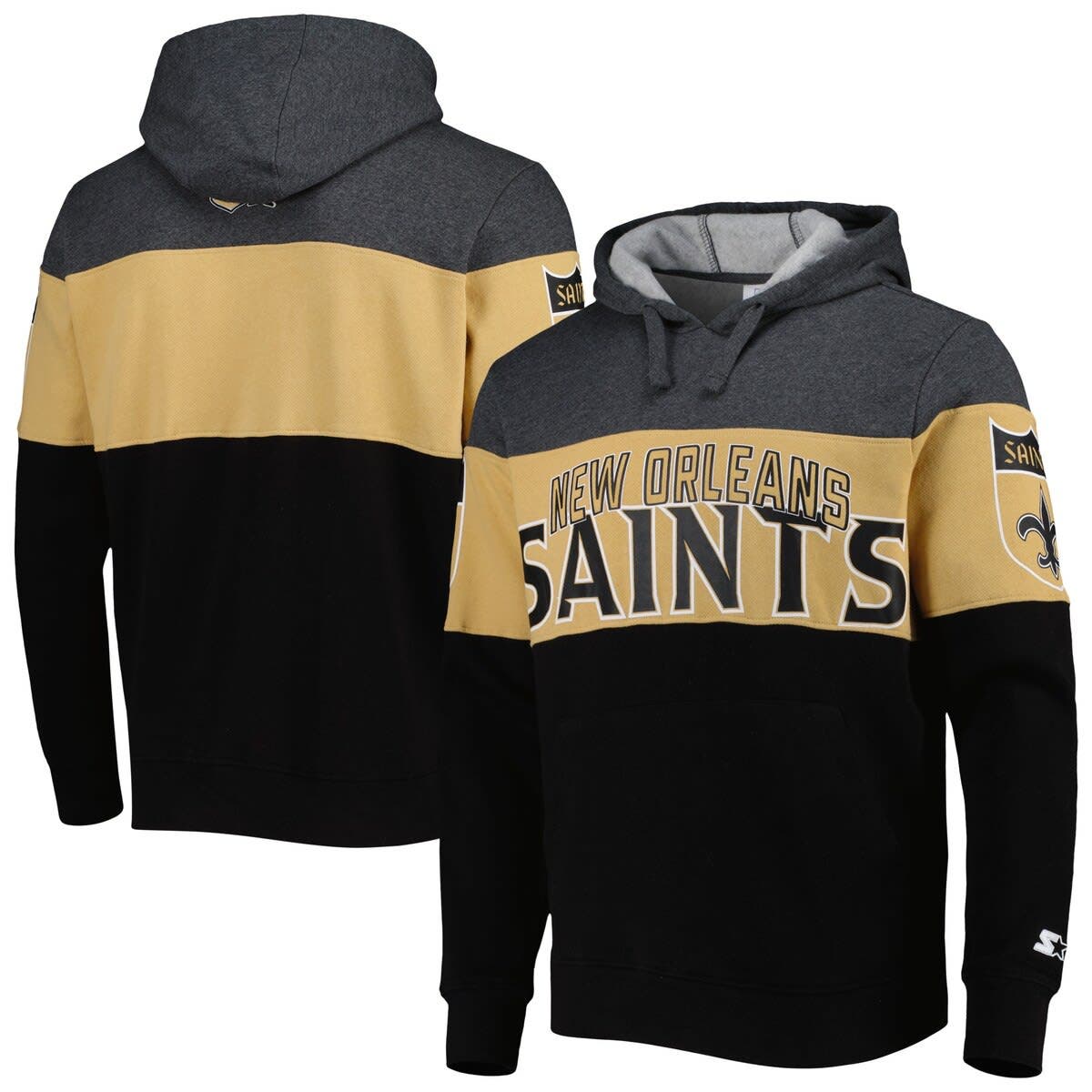 Men's Pittsburgh Steelers Starter Black/Gold Logo Extreme Full-Zip Hoodie