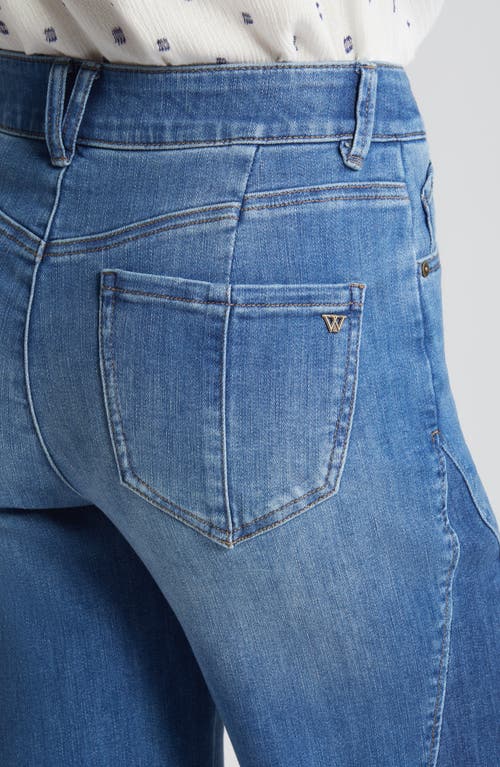 Wit & Wisdom 'ab'solution Colorblock Wide Leg Cargo Jeans In Mid Blue/blue