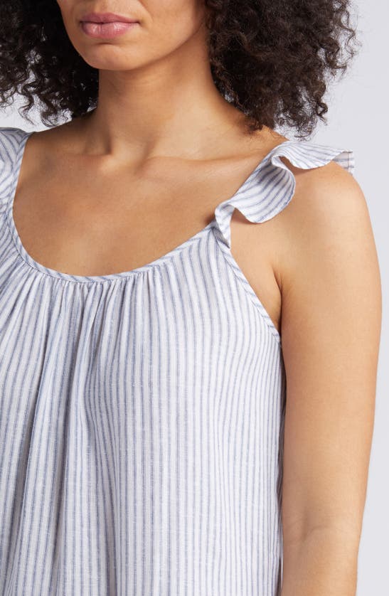Shop Caslon ® Stripe Ruffle Tiered Linen Blend Maxi Sundress In White- Blue M Cove Stripe