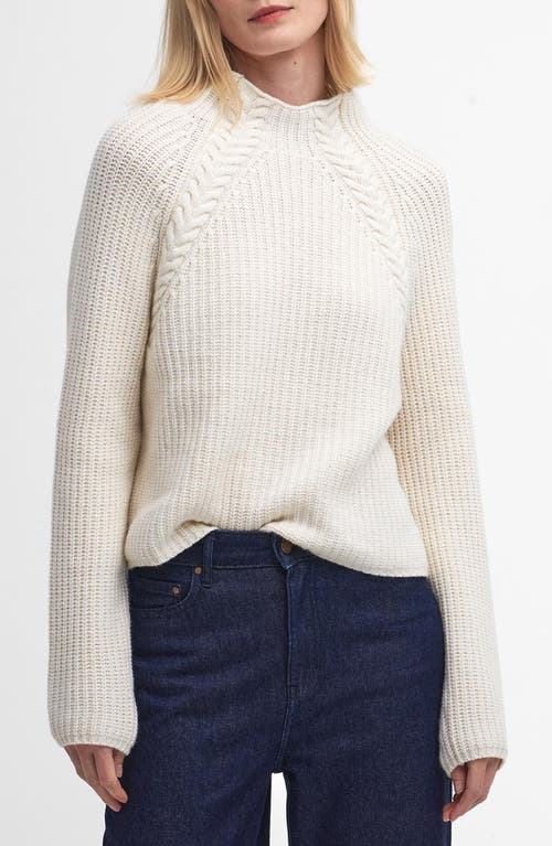 Shop Barbour Rhonda Funnel Neck Wool Blend Sweater In Cloud White