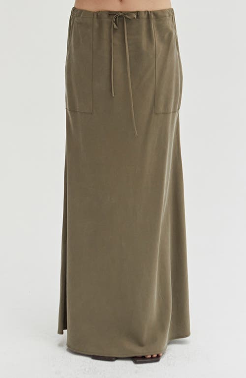 Shop Crescent Lyocell & Linen Maxi Skirt In Eucalyptus