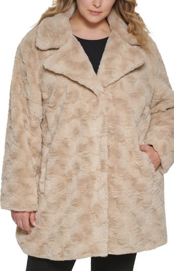 Lucky Brand Women's Plus Size Faux Fur Hooded Jacket 