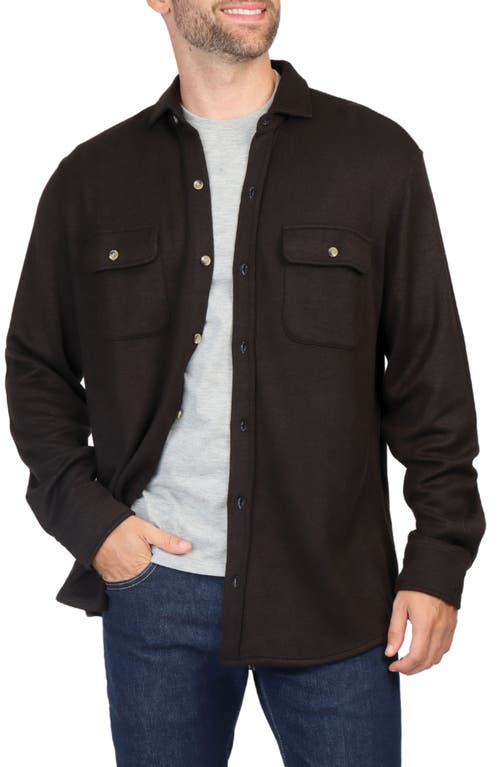Tailorbyrd Long Sleeve Melange Solid Button Front Shirt In Black
