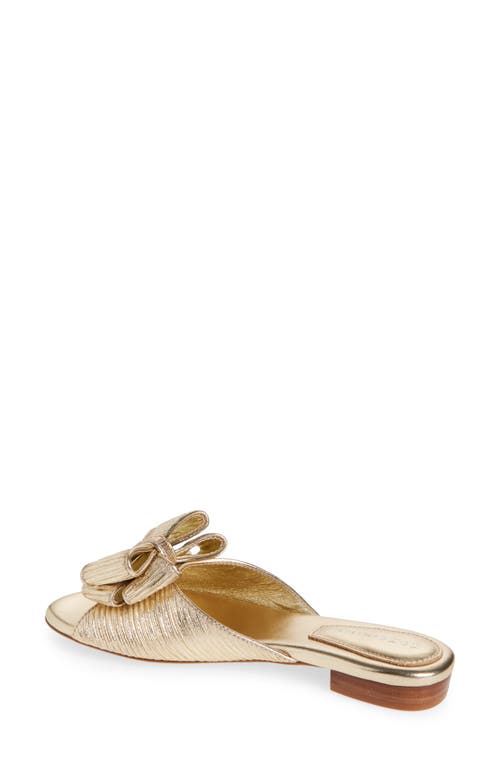 Shop Koko + Palenki Dara Bow Slide Sandal In Gold Satin