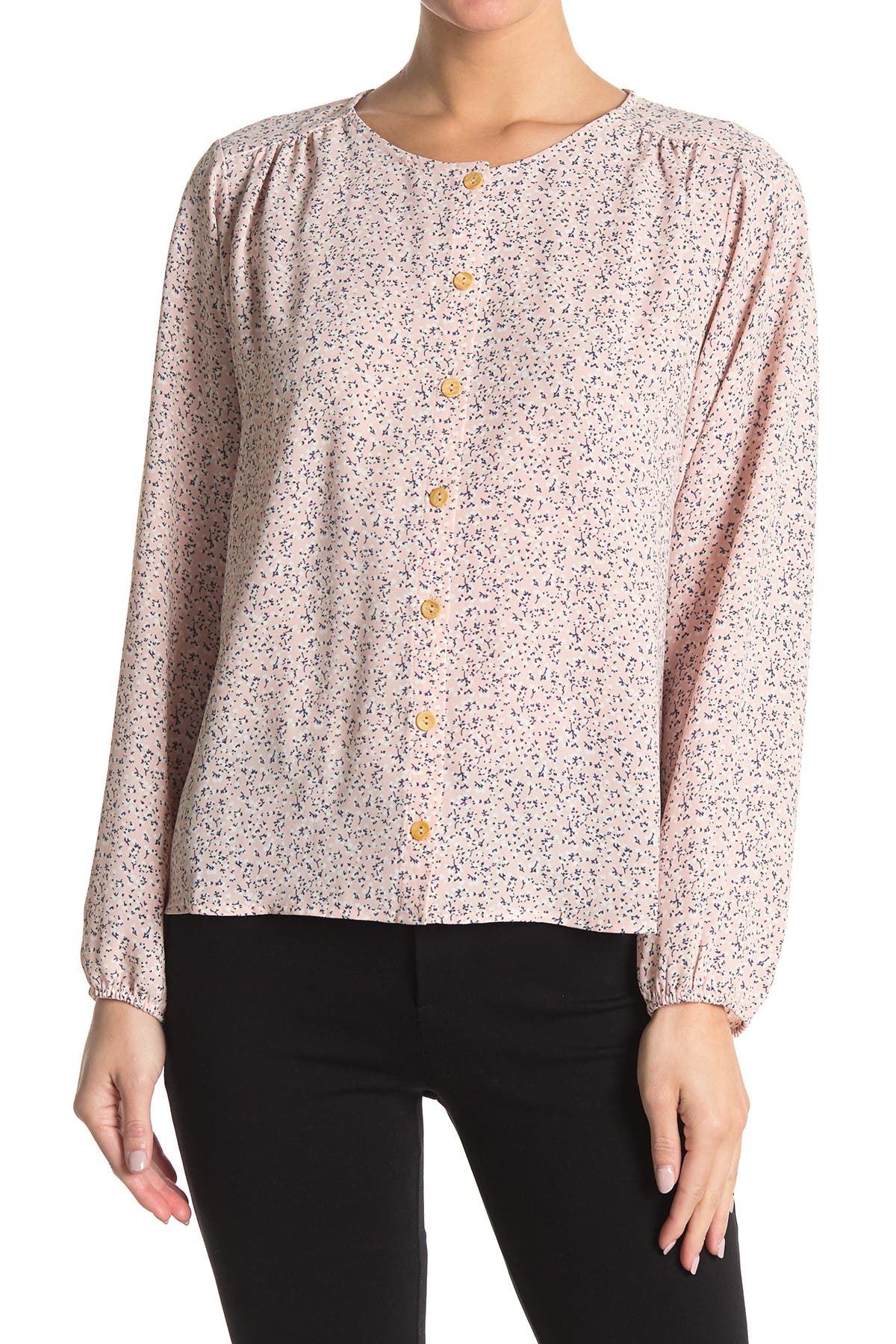 Pleione Ditsy Floral Button Front Blouse In Open Miscellaneous3