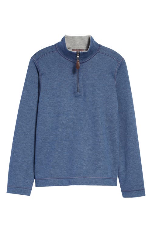 Johnston & Murphy Kids' Solid Quarter Zip Pullover Blue/Light Gray at