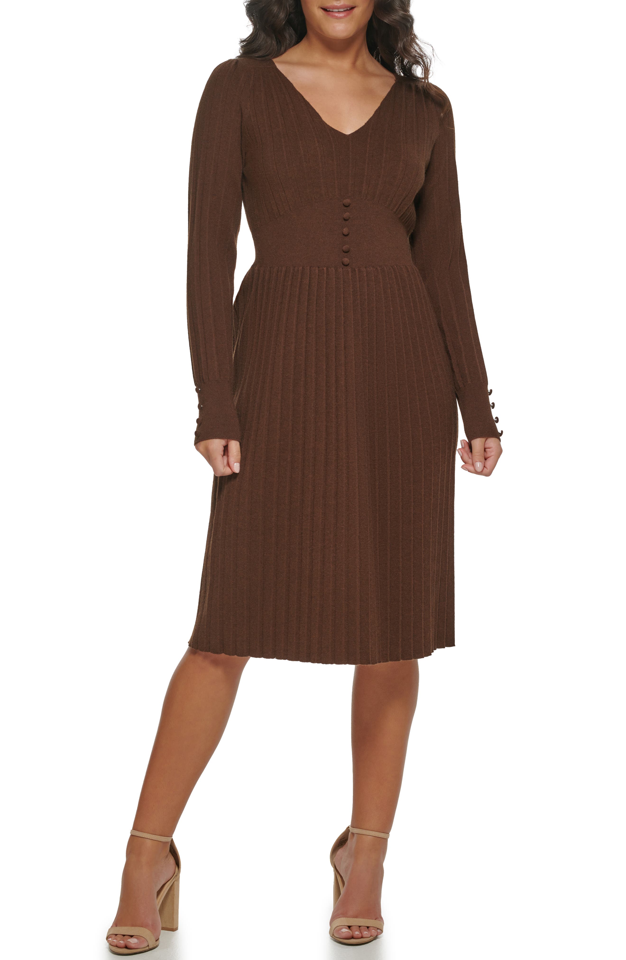 Brown Long Sleeve Dresses for Women 
