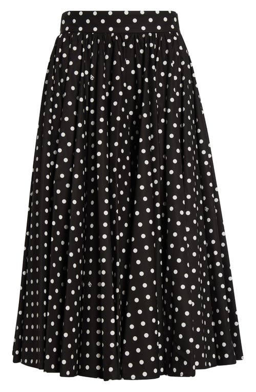 Dolce & Gabbana Pleated Printed Polka-dot Cotton-poplin Midi Skirt In Hnzqw Pois Picc 0 8 F.nero