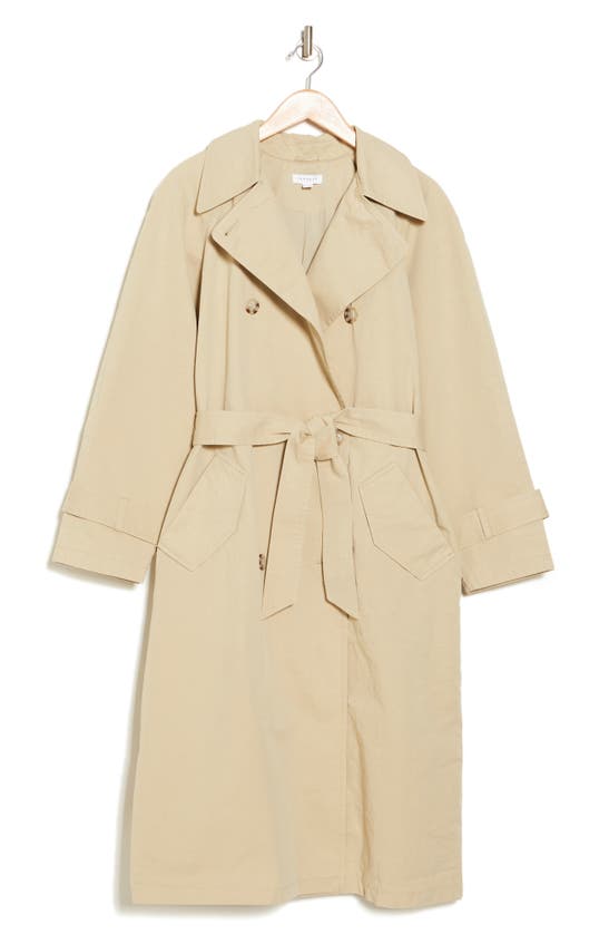 Shop Topshop Washed Cotton Trench Coat In Beige