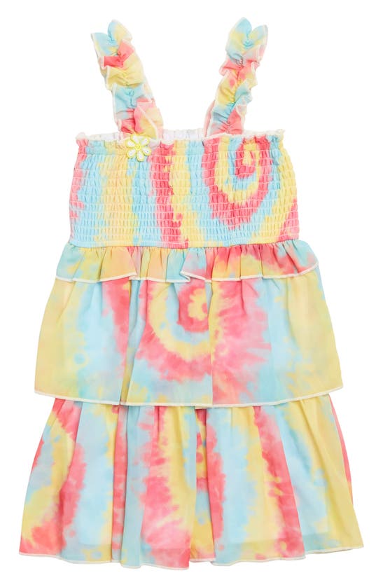 Sara Sara Kids' Tie Dye Tiered Dress In Pink/ Multi
