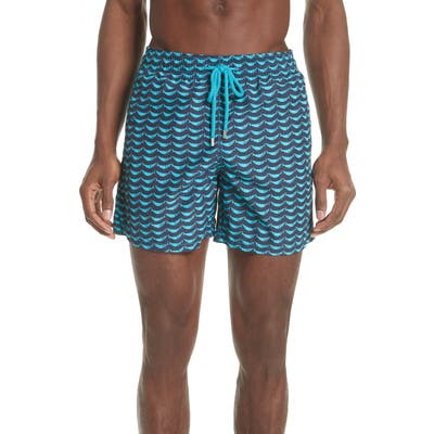 Vilebrequin Possion Shamac Print Swim Trunks, Blue