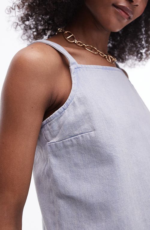 Shop Topshop Boxy Crop Denim Camisole In Light Blue