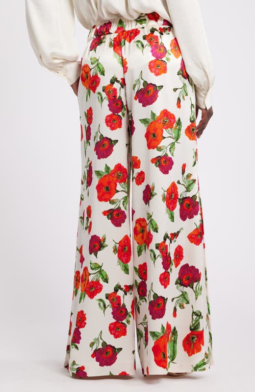 Shop Nordstrom X Harlem's Fashion Row Harbison Floral Wide Leg Pants In Ivory- Red Poppy Dance