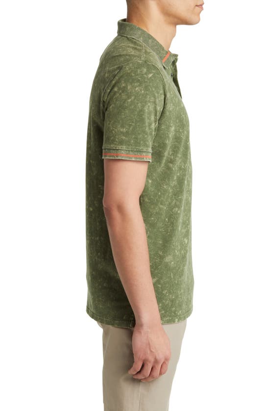 Shop Stone Rose Tipped Acid Wash Performance Jersey Polo In Olive