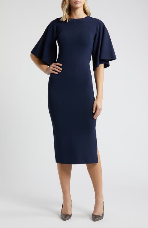 Lounia Fluted Sleeve Body-Con Sweater Dress