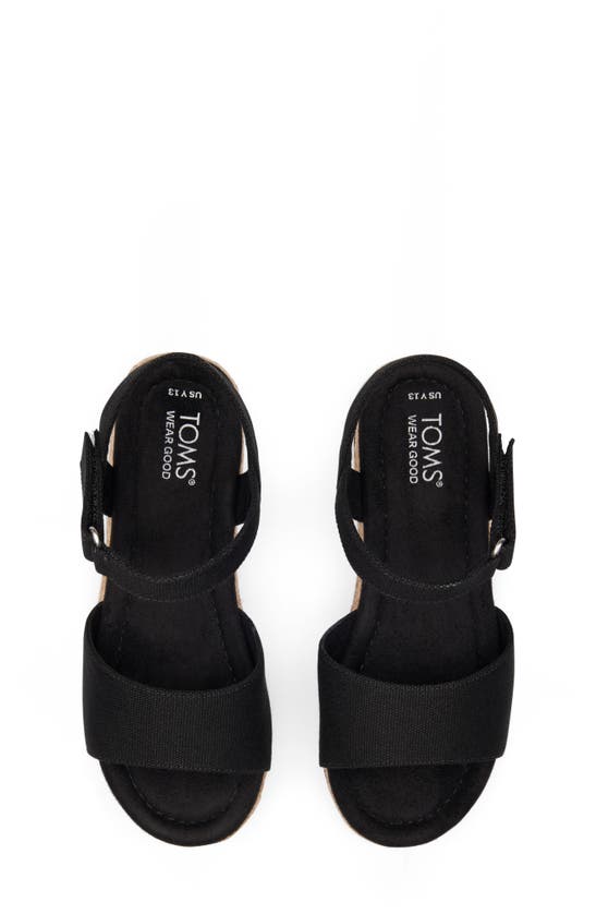 Toms Kids' Diana Ankle Strap Espadrille Platform Wedge Sandal In Black