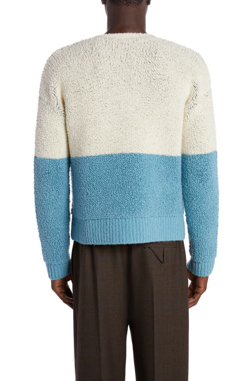 Shop Bottega Veneta John John Colorblock Jacquard Wool Blend Sweater In 9149 Chalk/dusk