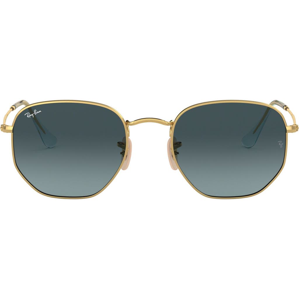Shop Ray Ban Ray-ban 51mm Geometric Sunglasses In Gold/blue Gradient