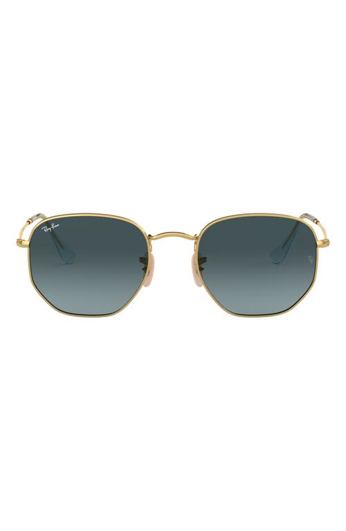 Shop Ray Ban Ray-ban 51mm Geometric Sunglasses In Gold/blue Gradient