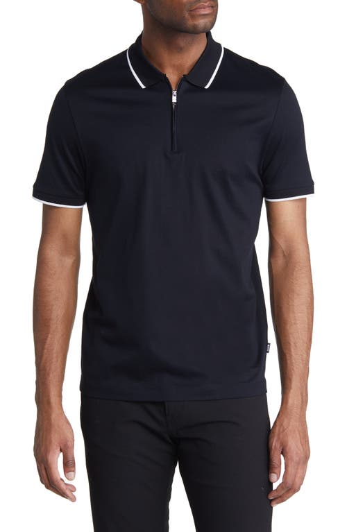 BOSS Polston Tipped Zip Polo at Nordstrom