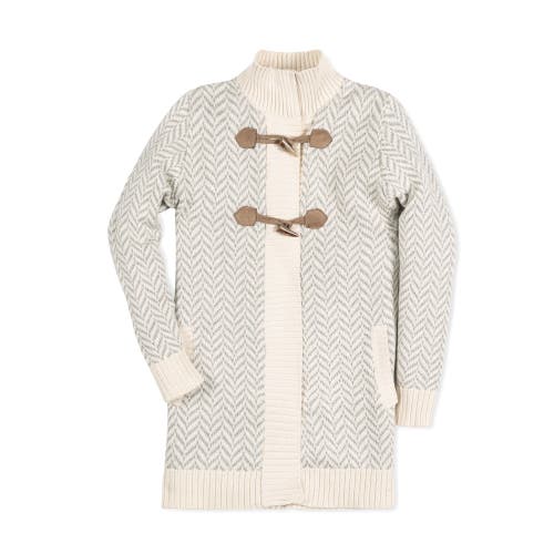 Shop Hope & Henry Girls' Organic Toggle Sweater With Zipper, Kids In Gray Herringbone