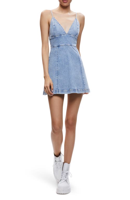 Alice + Olivia Carli Empire Waist Denim Dress in Rockstar Blue