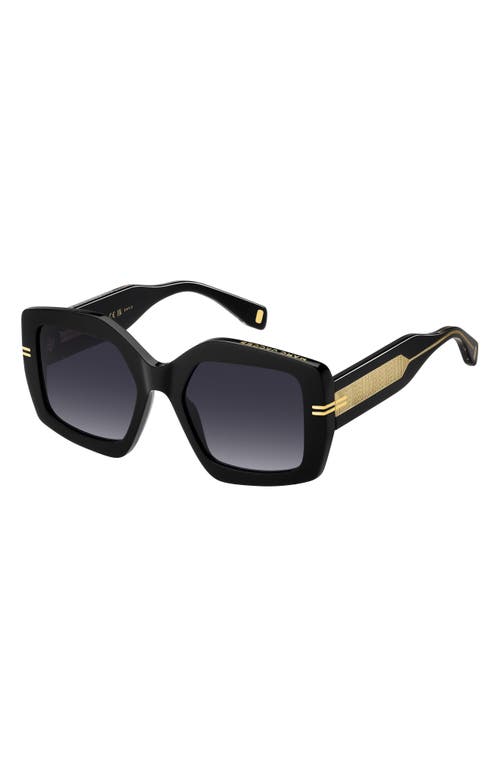 Marc Jacobs 53mm Gradient Rectangular Sunglasses In Black Crystal/dark Grey Sf
