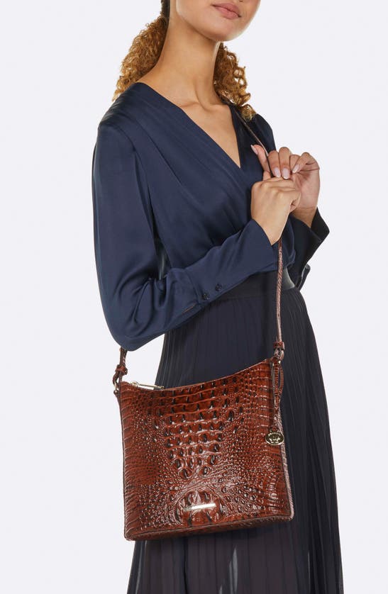 Shop Brahmin Katie Croc Embossed Leather Crossbody Bag In Homegrown