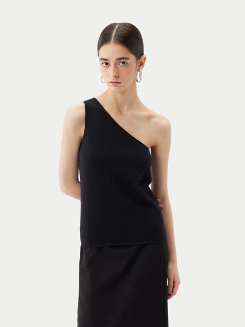 Gobi Mongolian Cashmere Cashmere Silk Sleeveless Asymmetric Top In Black