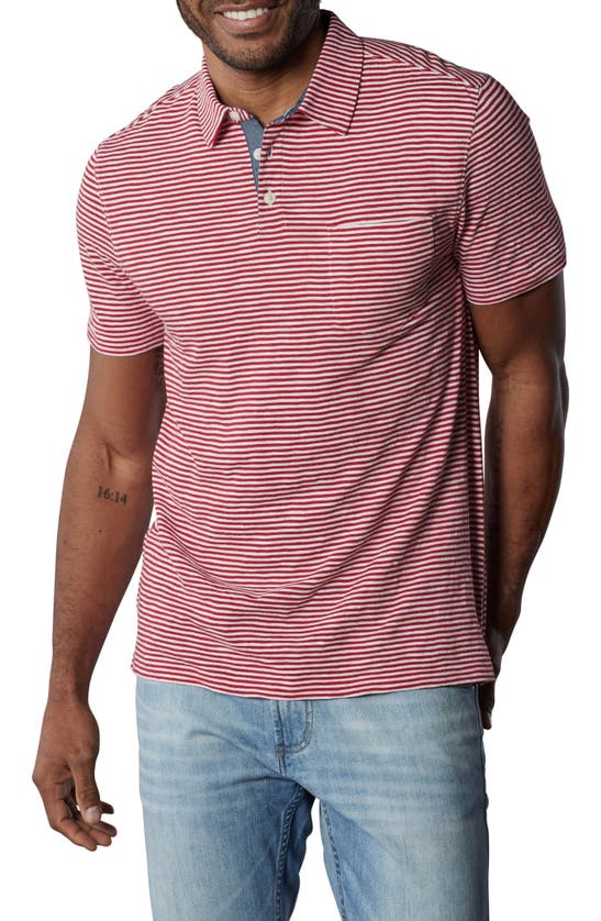 Shop The Normal Brand Slub Pocket Polo In Crimson Stripe