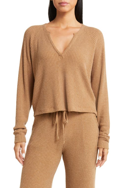 Free Style Waffle Knit Pullover in Toffee