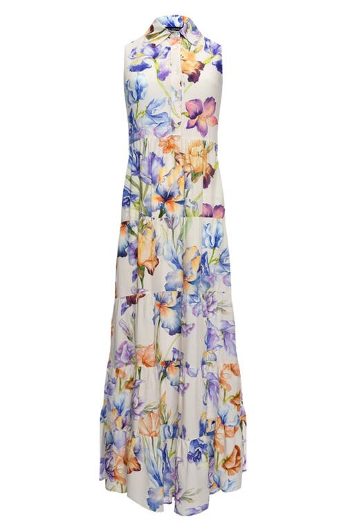 Shop Pietro Brunelli Floral Print Button-up Sleeveless Maxi Maternity Dress In Light/pastel Purple