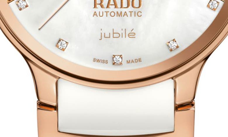 Shop Rado Centrix Open Heart Superjubile Diamond Bracelet Watch, 35mm In White