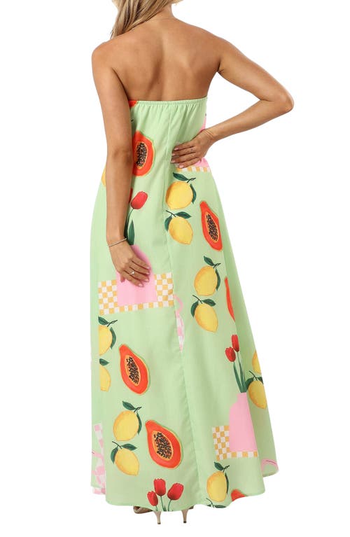 Petal And Pup Petal & Pup Piccolo Fruit Print Strapless Maxi Dress In Green