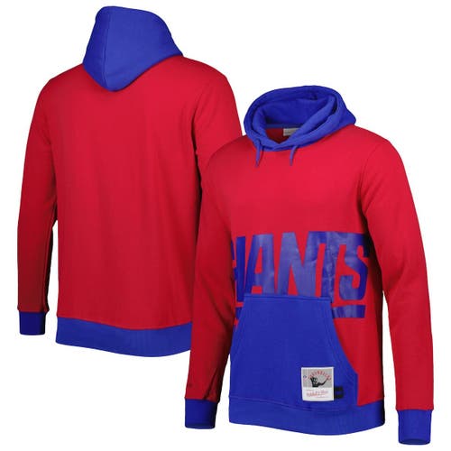 Men's Mitchell & Ness Red New York Giants Big Face 5.0 Pullover Hoodie