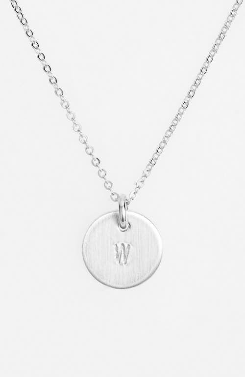 Sterling Silver Initial Mini Disc Necklace in Sterling Silver W