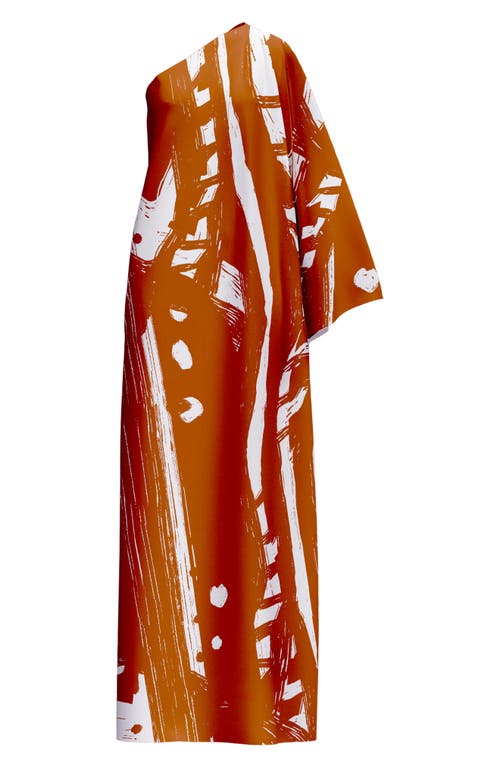 DIARRABLU Satu One-Shoulder Dress in Rust