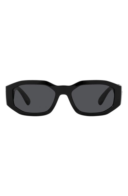 Versace Biggie 53mm Round Sunglasses In Dark Grey/black