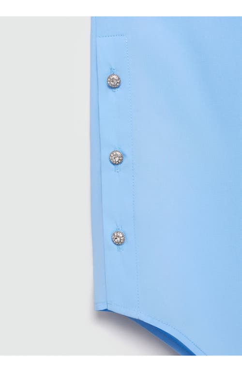 Shop Mango Poplin Button-up Shirt In Sky Blue