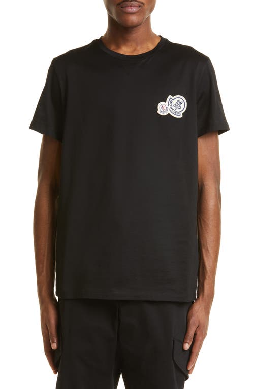 Moncler Double Logo Patch T-Shirt in Black at Nordstrom, Size Xx-Large