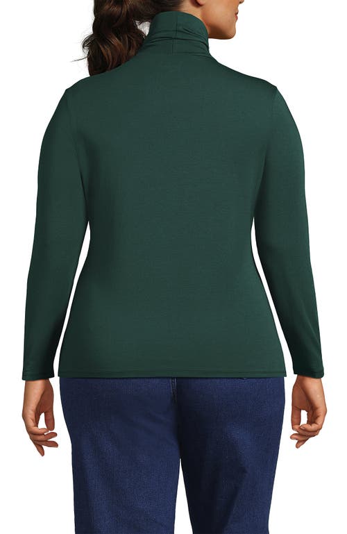 Shop Lands' End Plus Size Lightweight Jersey Skimming Long Sleeve Turtleneck In Deep Forest